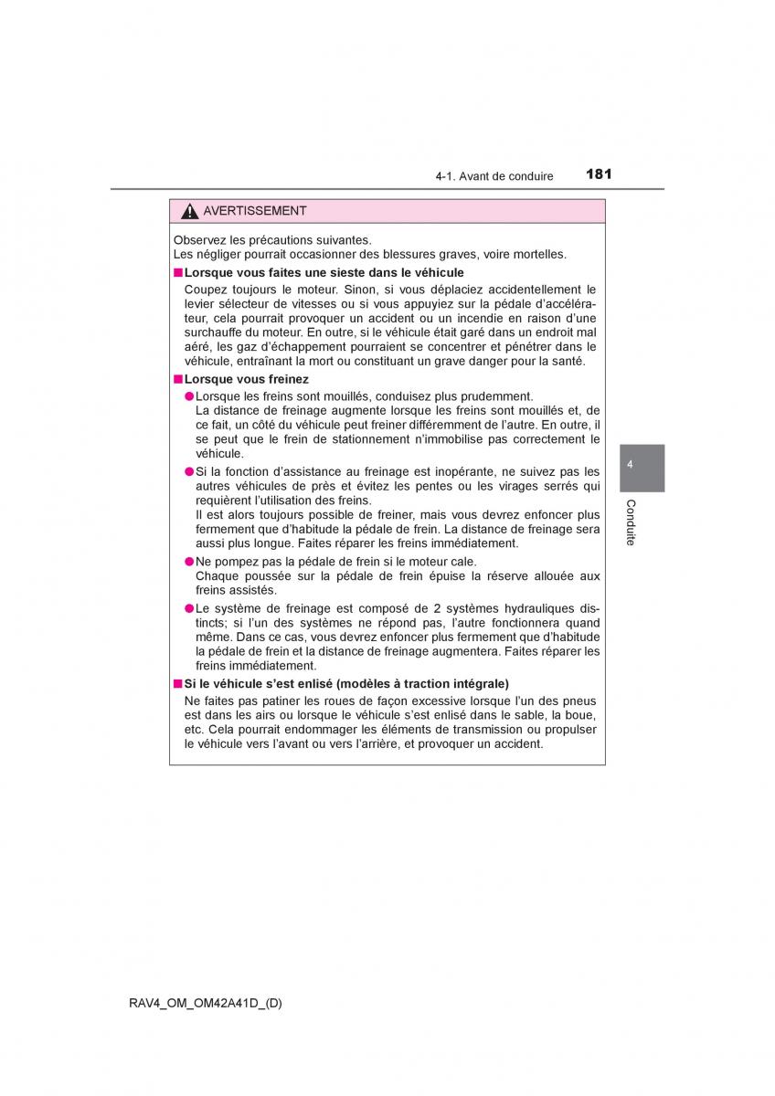 manual  Toyota RAV4 IV 4 manuel du proprietaire / page 182