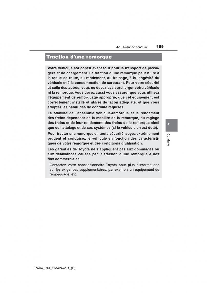 manual  Toyota RAV4 IV 4 manuel du proprietaire / page 190