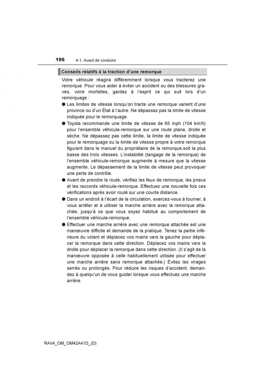 manual  Toyota RAV4 IV 4 manuel du proprietaire / page 197