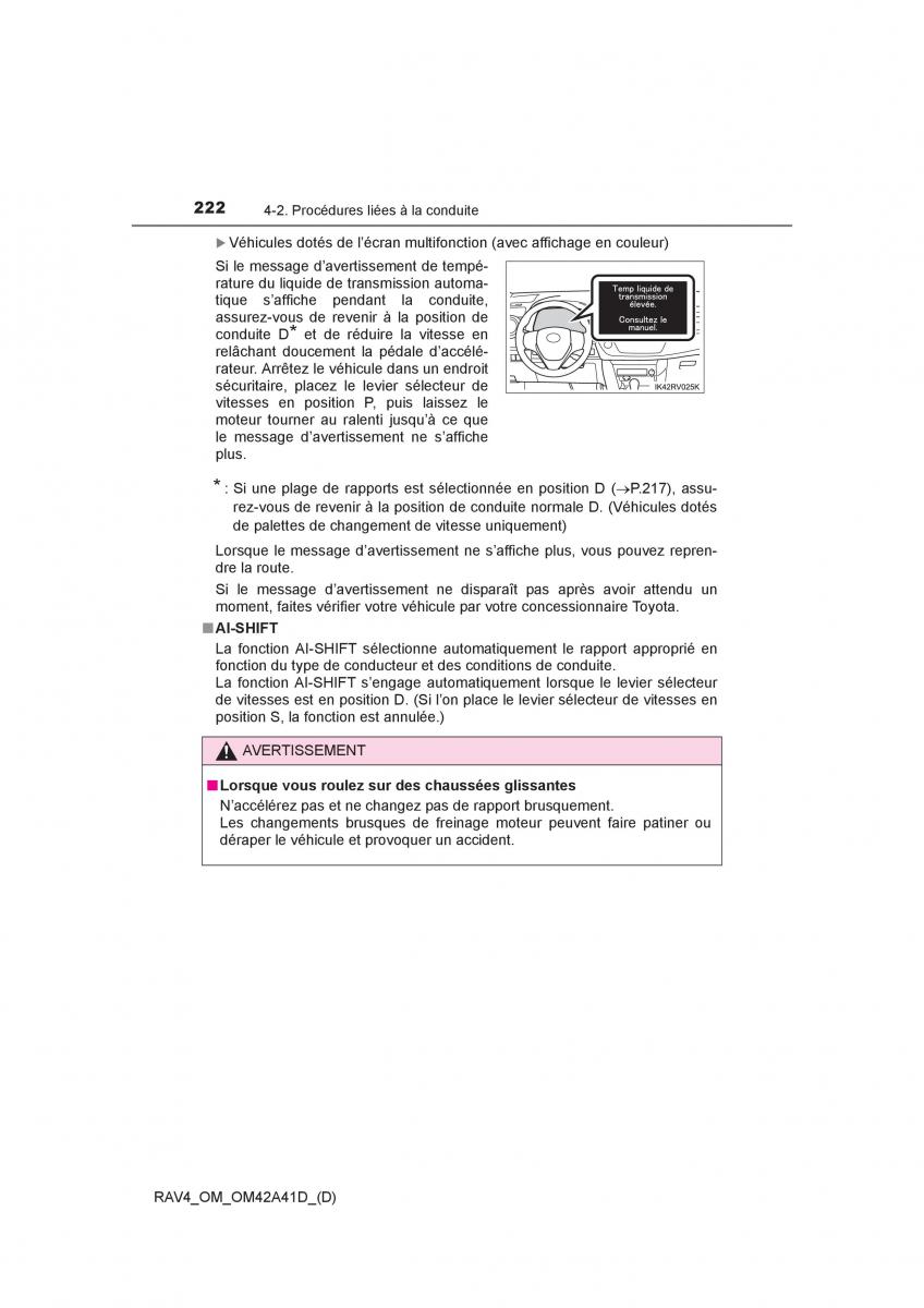 Toyota RAV4 IV 4 manuel du proprietaire / page 223