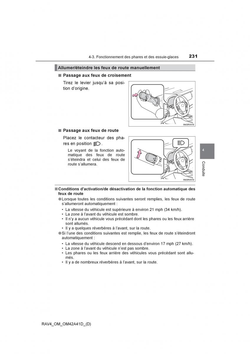 manual  Toyota RAV4 IV 4 manuel du proprietaire / page 232