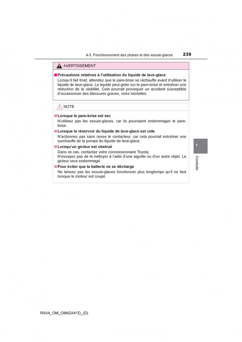 manual  Toyota RAV4 IV 4 manuel du proprietaire / page 240