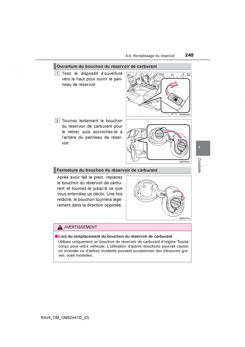 manual  Toyota RAV4 IV 4 manuel du proprietaire / page 246