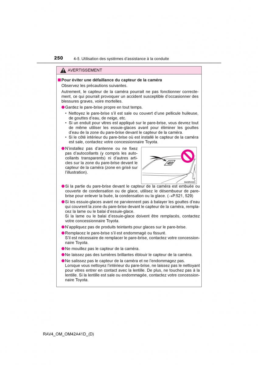 manual  Toyota RAV4 IV 4 manuel du proprietaire / page 251