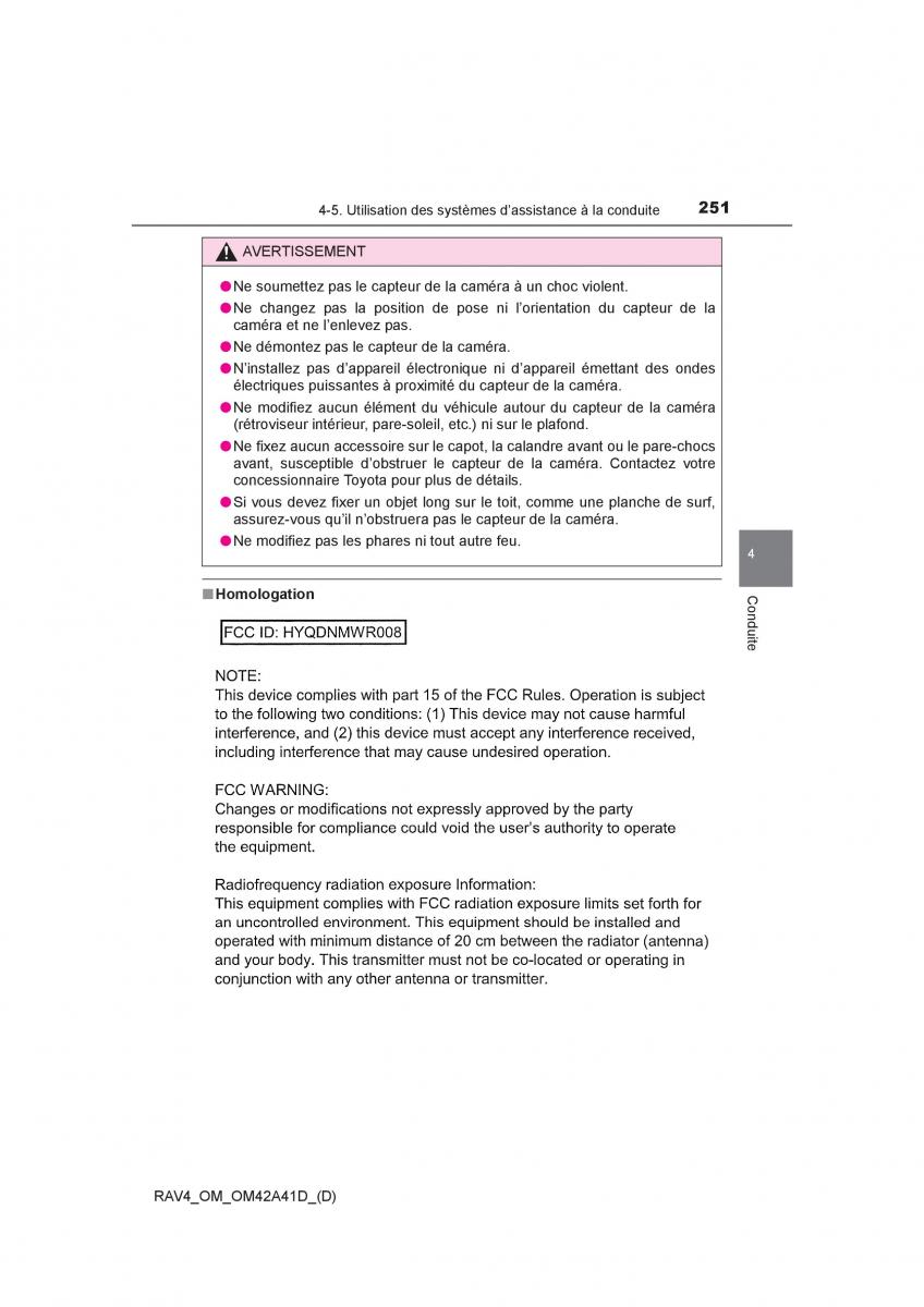 manual  Toyota RAV4 IV 4 manuel du proprietaire / page 252