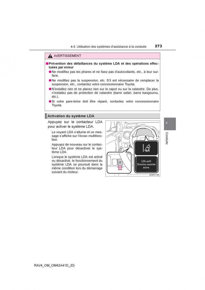 Toyota RAV4 IV 4 manuel du proprietaire / page 274