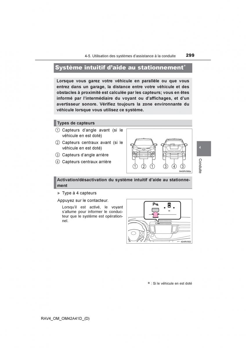 manual  Toyota RAV4 IV 4 manuel du proprietaire / page 300