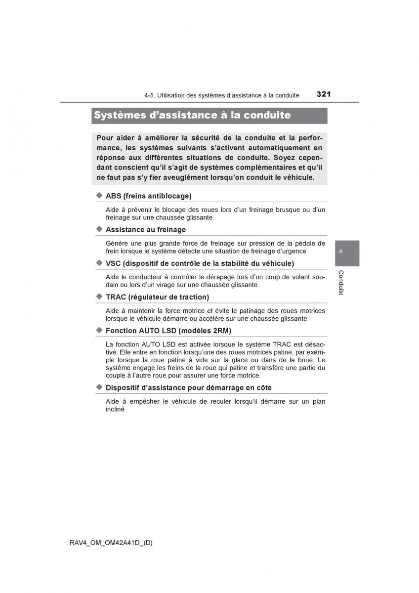 manual  Toyota RAV4 IV 4 manuel du proprietaire / page 322