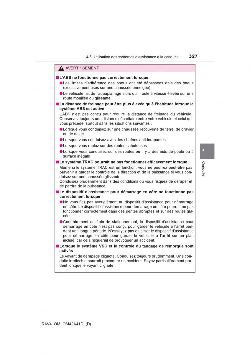 manual  Toyota RAV4 IV 4 manuel du proprietaire / page 328