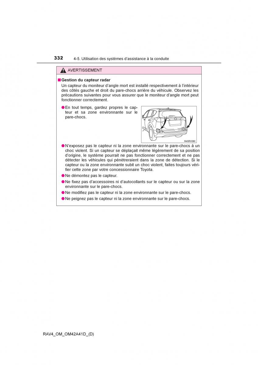 manual  Toyota RAV4 IV 4 manuel du proprietaire / page 333