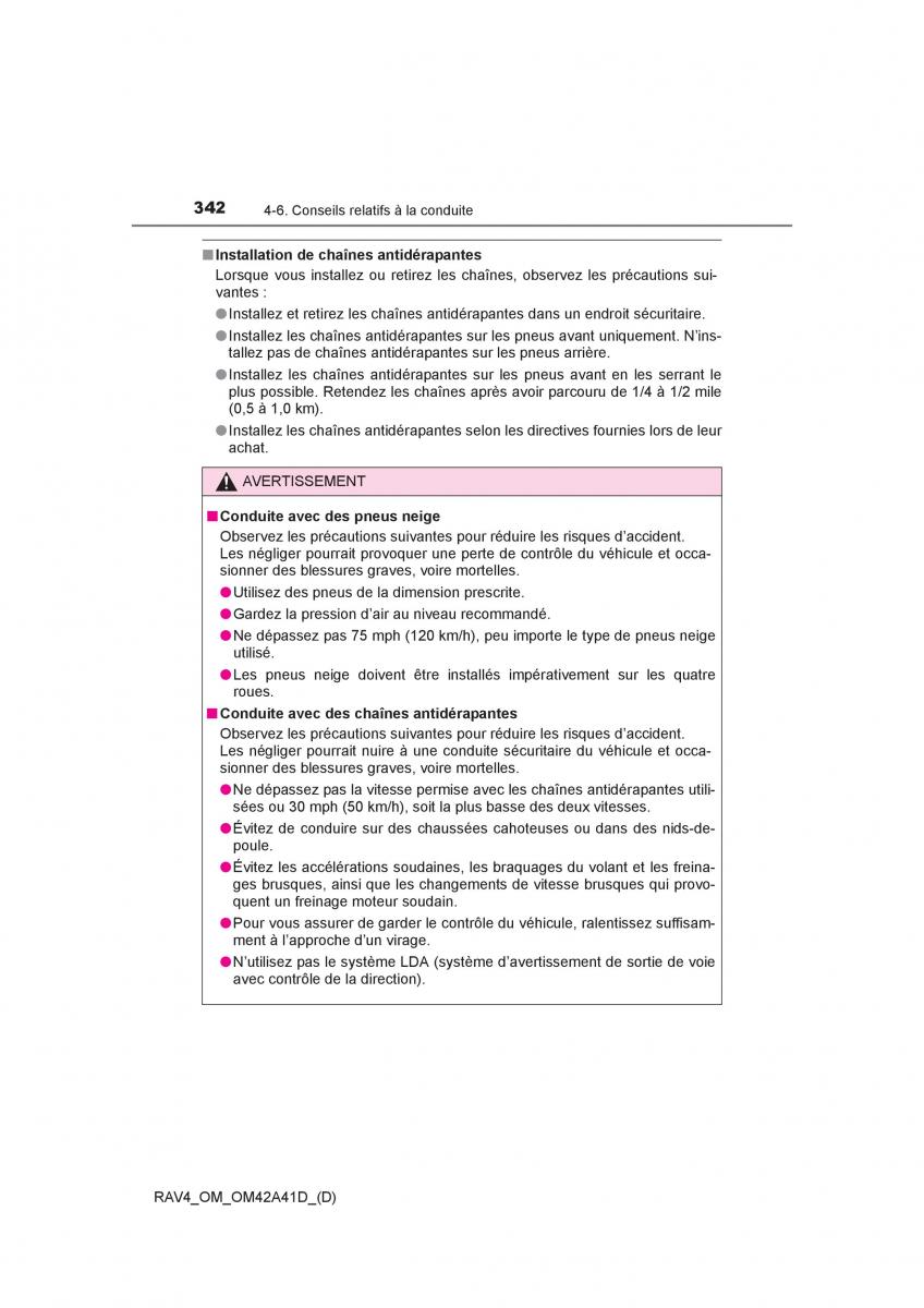 manual  Toyota RAV4 IV 4 manuel du proprietaire / page 343