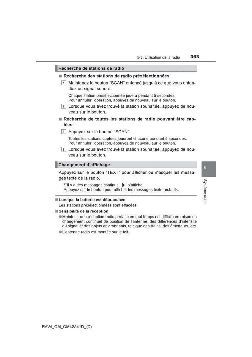 manual  Toyota RAV4 IV 4 manuel du proprietaire / page 364