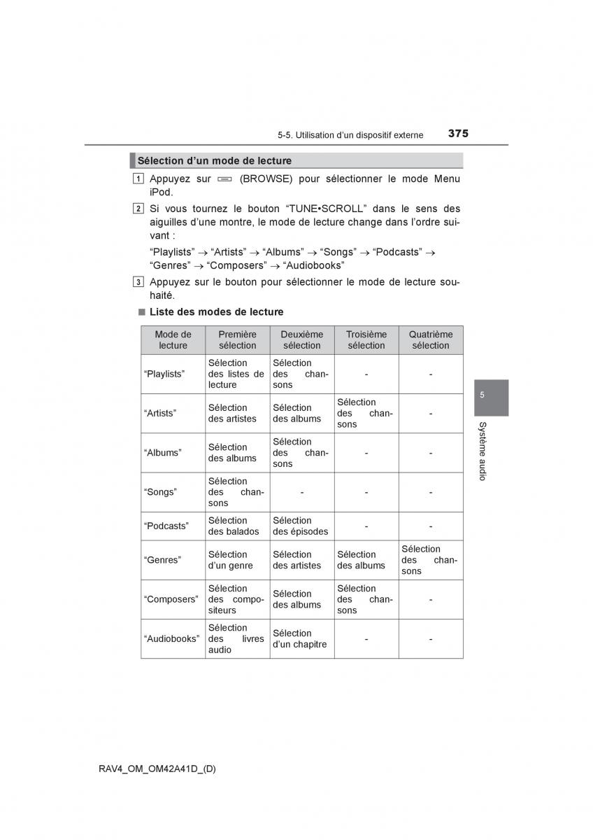 manual  Toyota RAV4 IV 4 manuel du proprietaire / page 376