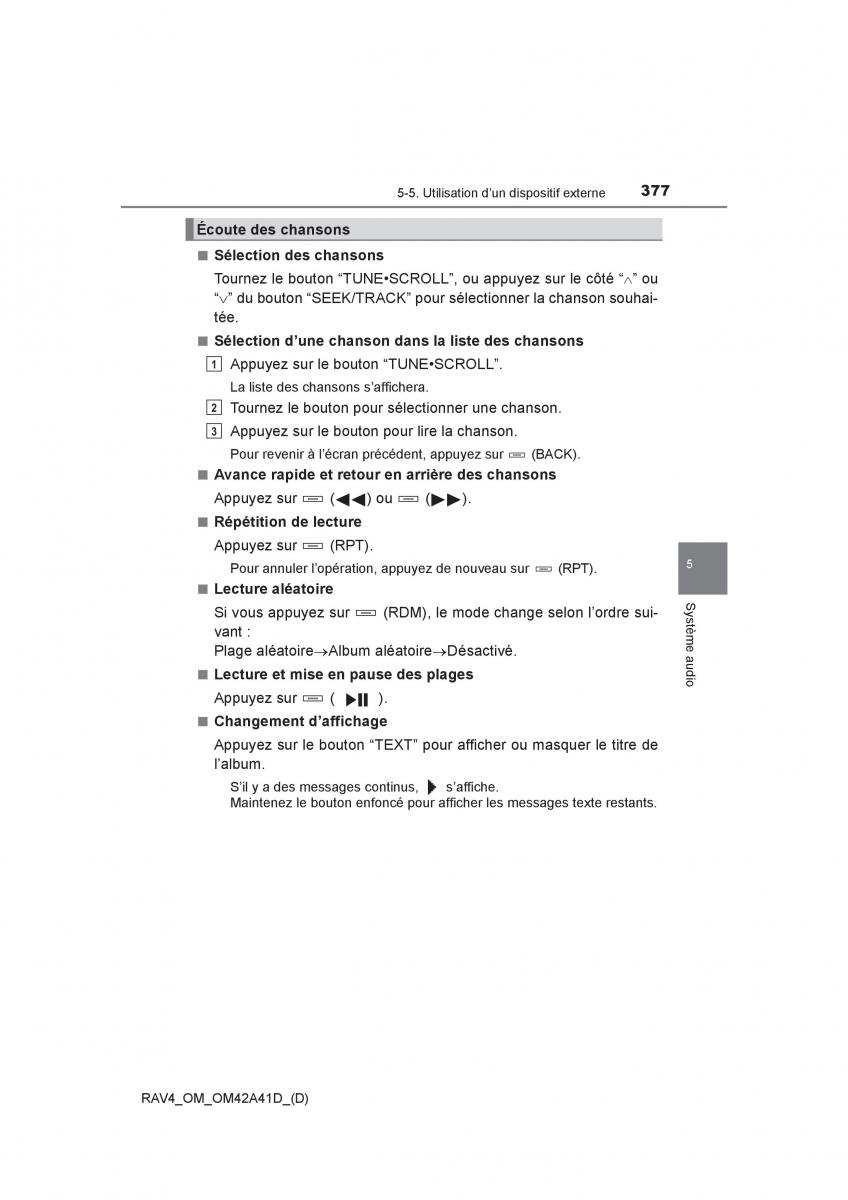 manual  Toyota RAV4 IV 4 manuel du proprietaire / page 378