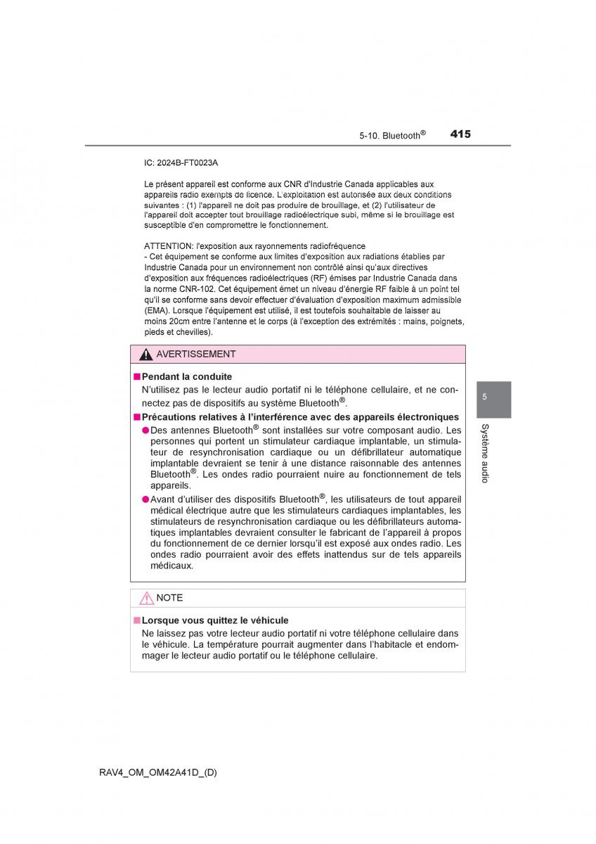 manual  Toyota RAV4 IV 4 manuel du proprietaire / page 416