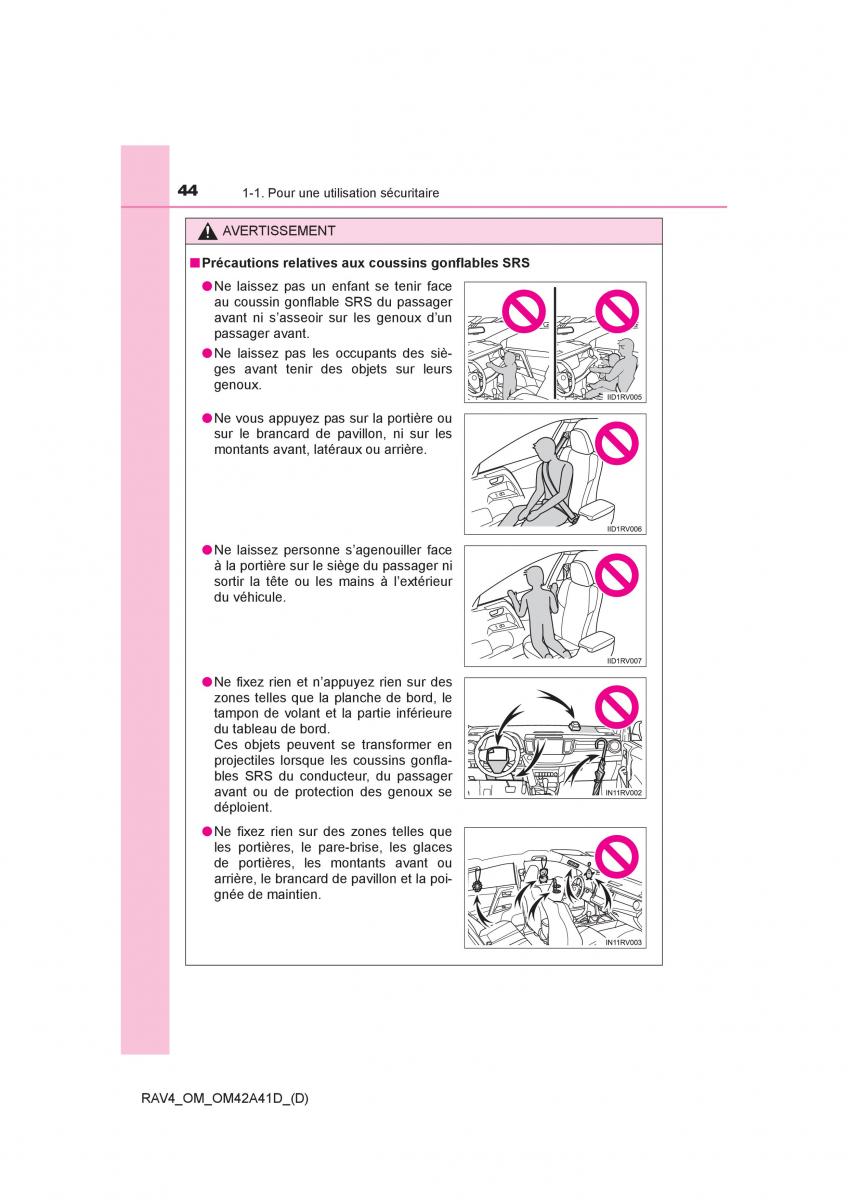 manual  Toyota RAV4 IV 4 manuel du proprietaire / page 45