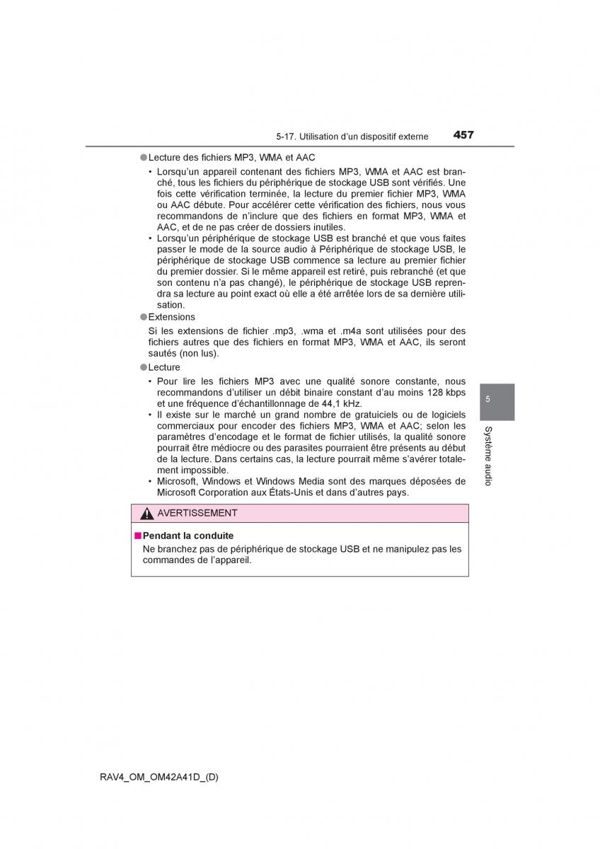 manual  Toyota RAV4 IV 4 manuel du proprietaire / page 458