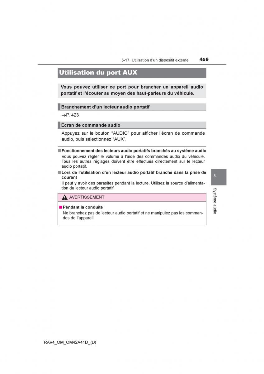 manual  Toyota RAV4 IV 4 manuel du proprietaire / page 460