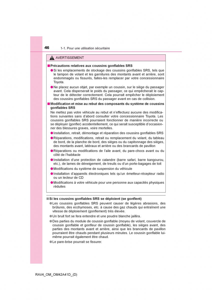 manual  Toyota RAV4 IV 4 manuel du proprietaire / page 47