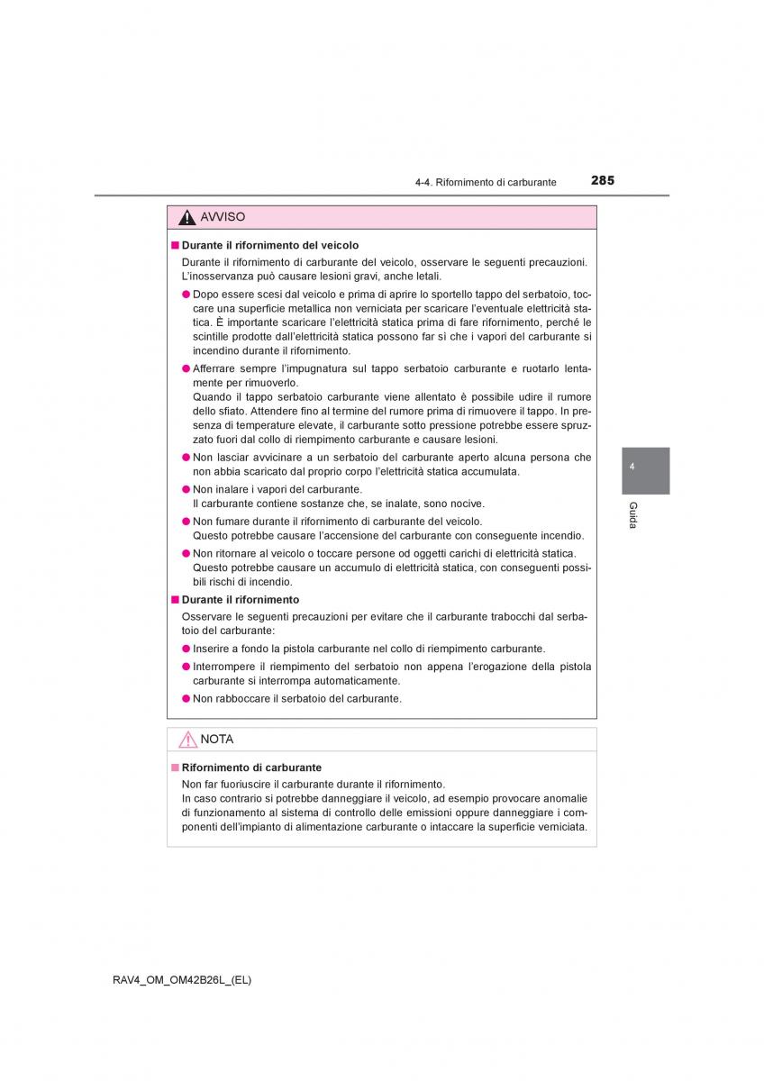 Toyota RAV4 IV 4 manuale del proprietario / page 285