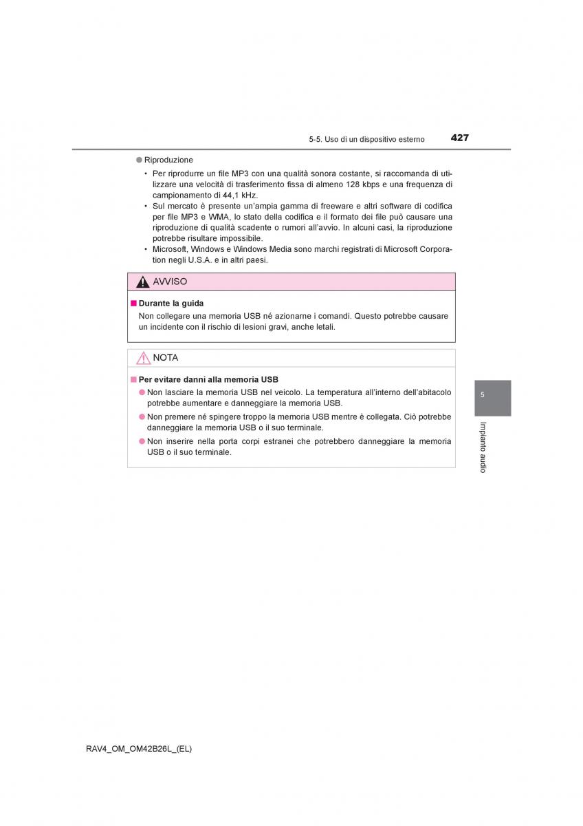 Toyota RAV4 IV 4 manuale del proprietario / page 427