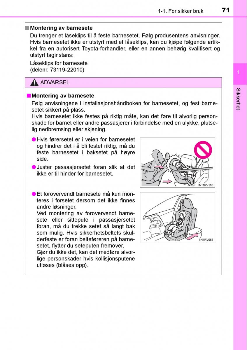 Toyota RAV4 IV 4 bruksanvisningen / page 73