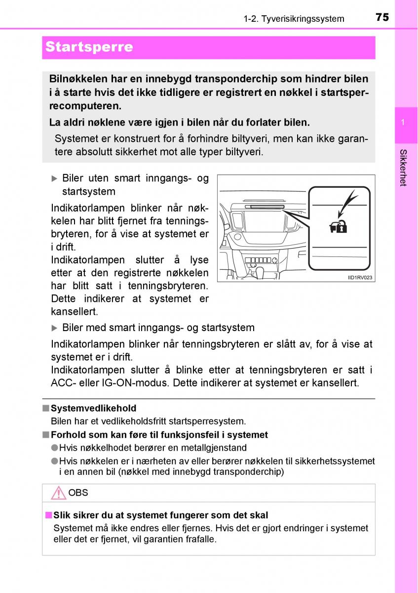 Toyota RAV4 IV 4 bruksanvisningen / page 77