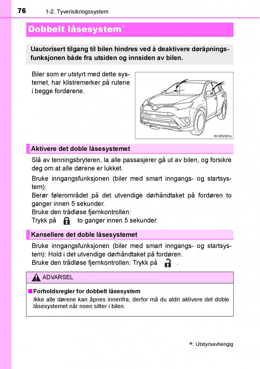 Toyota RAV4 IV 4 bruksanvisningen / page 78