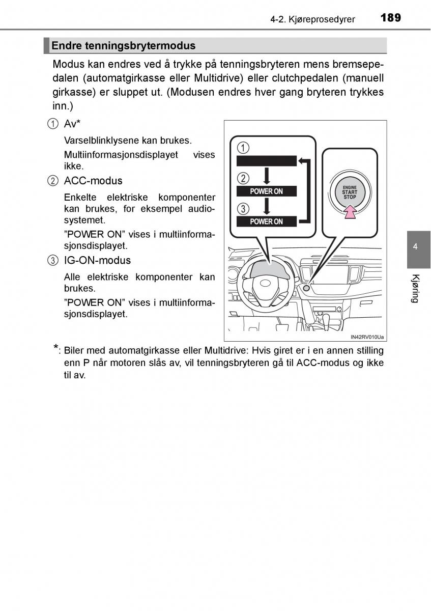 Toyota RAV4 IV 4 bruksanvisningen / page 191