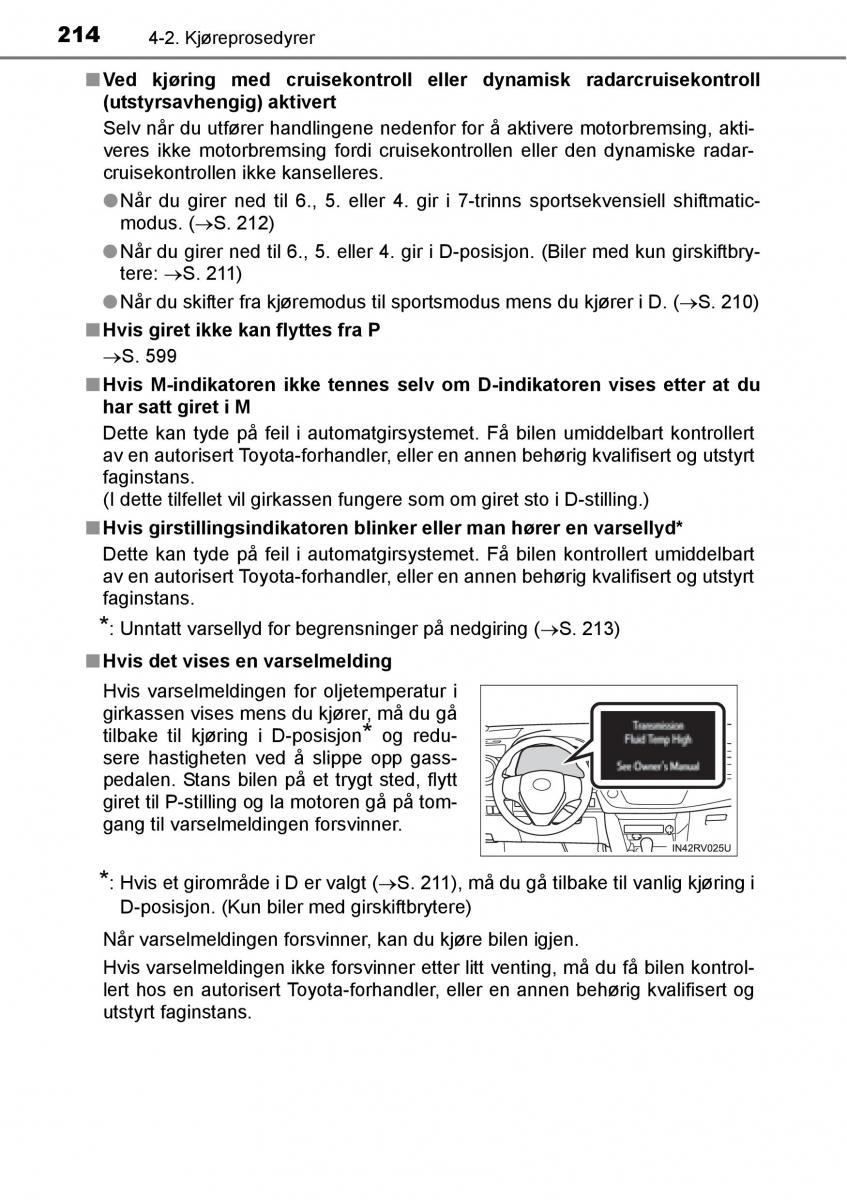 Toyota RAV4 IV 4 bruksanvisningen / page 216