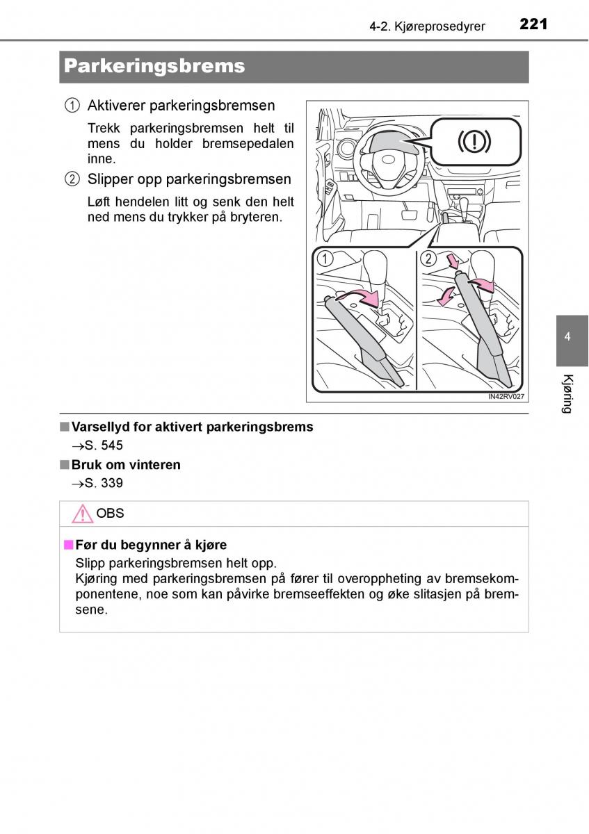 Toyota RAV4 IV 4 bruksanvisningen / page 223