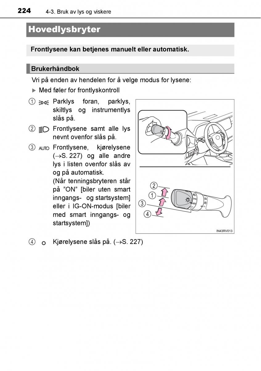 Toyota RAV4 IV 4 bruksanvisningen / page 226