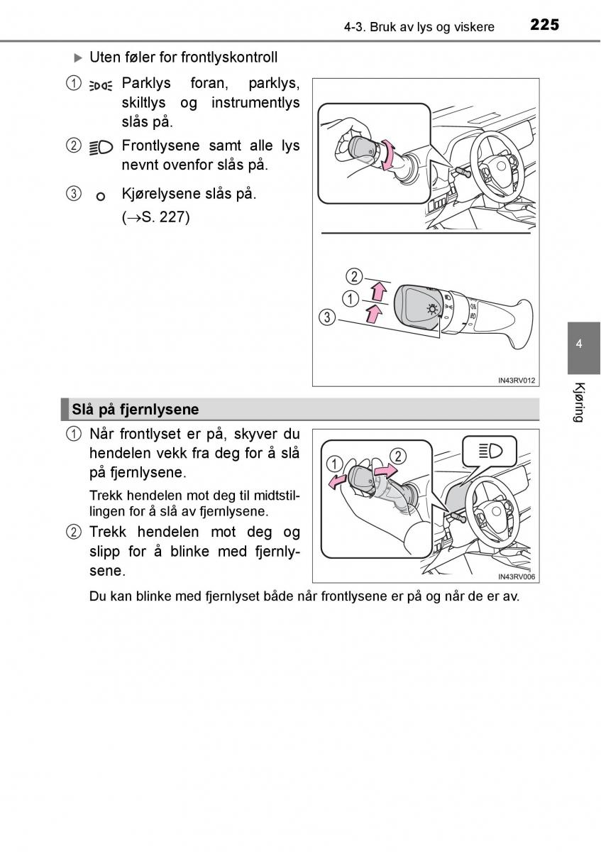 Toyota RAV4 IV 4 bruksanvisningen / page 227