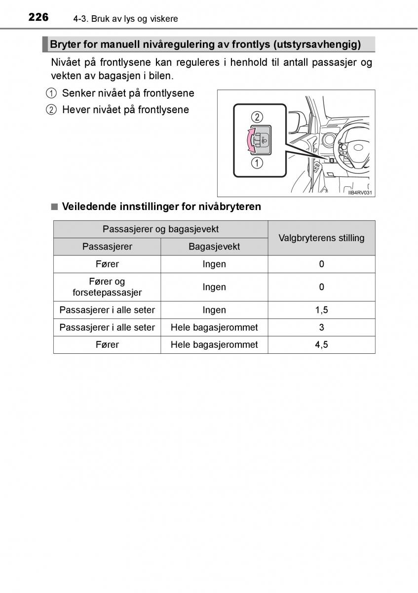 Toyota RAV4 IV 4 bruksanvisningen / page 228