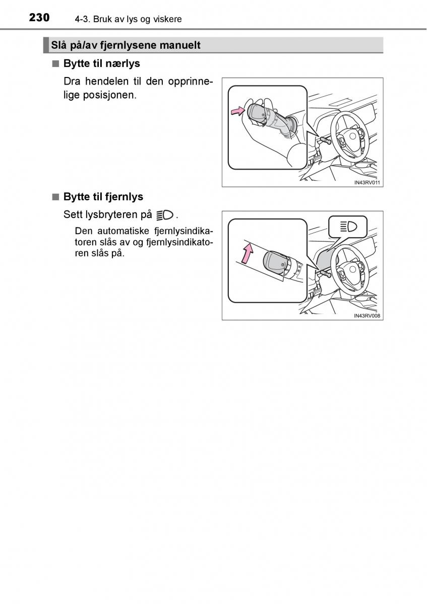 Toyota RAV4 IV 4 bruksanvisningen / page 232