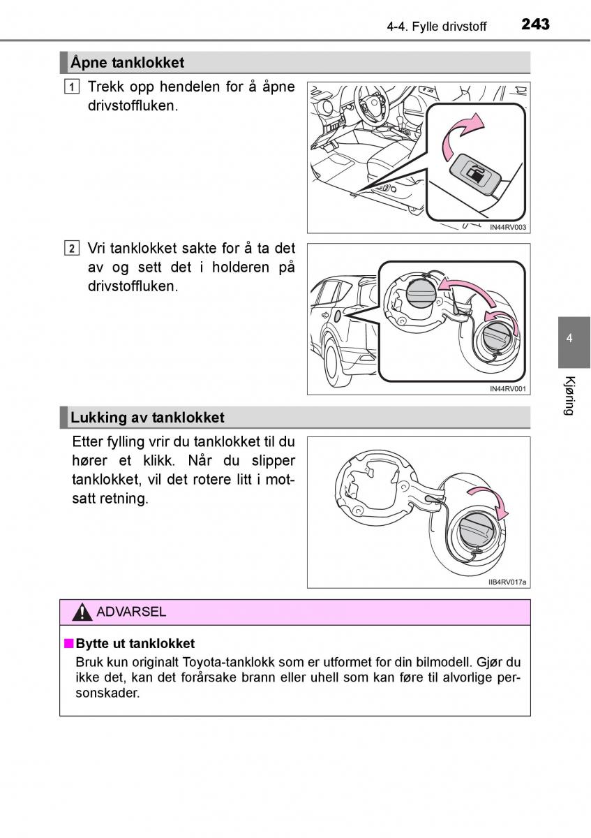 Toyota RAV4 IV 4 bruksanvisningen / page 245