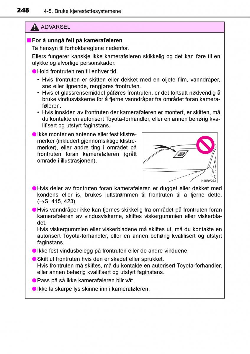 Toyota RAV4 IV 4 bruksanvisningen / page 250