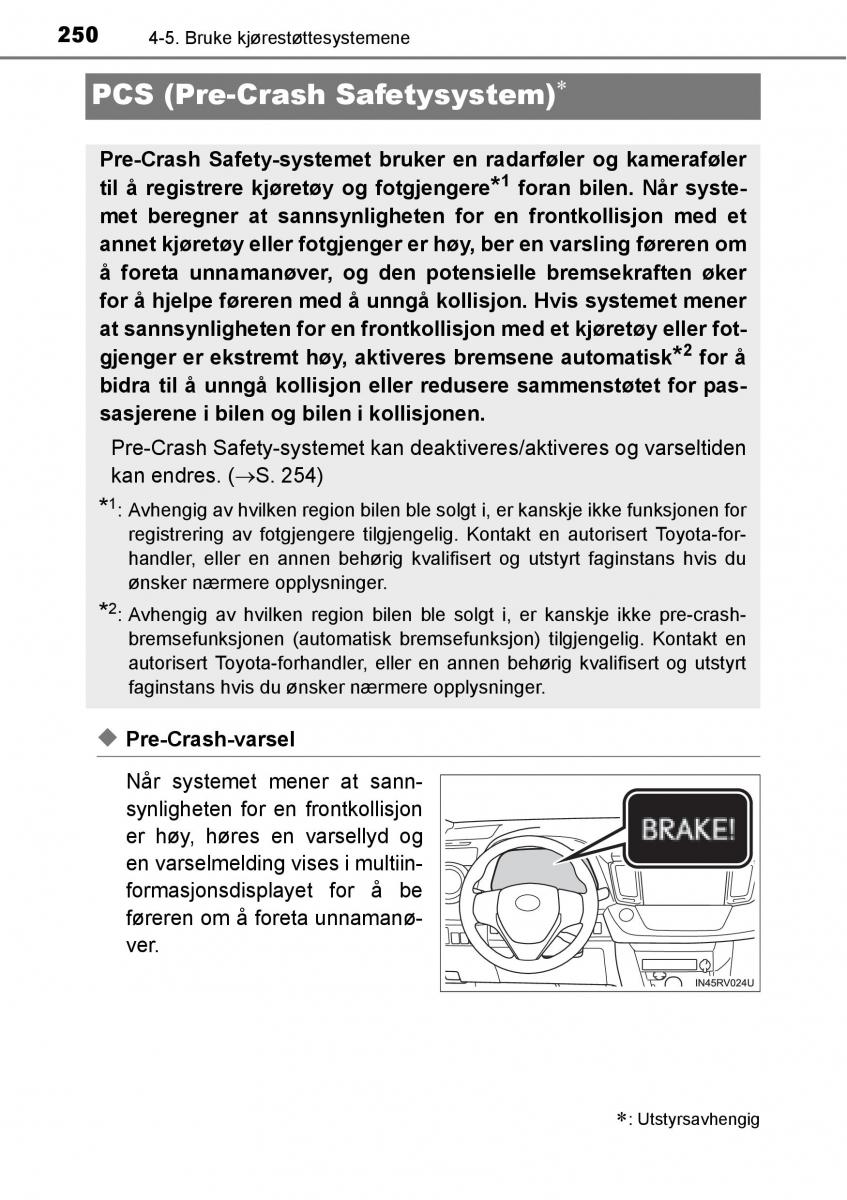 Toyota RAV4 IV 4 bruksanvisningen / page 252