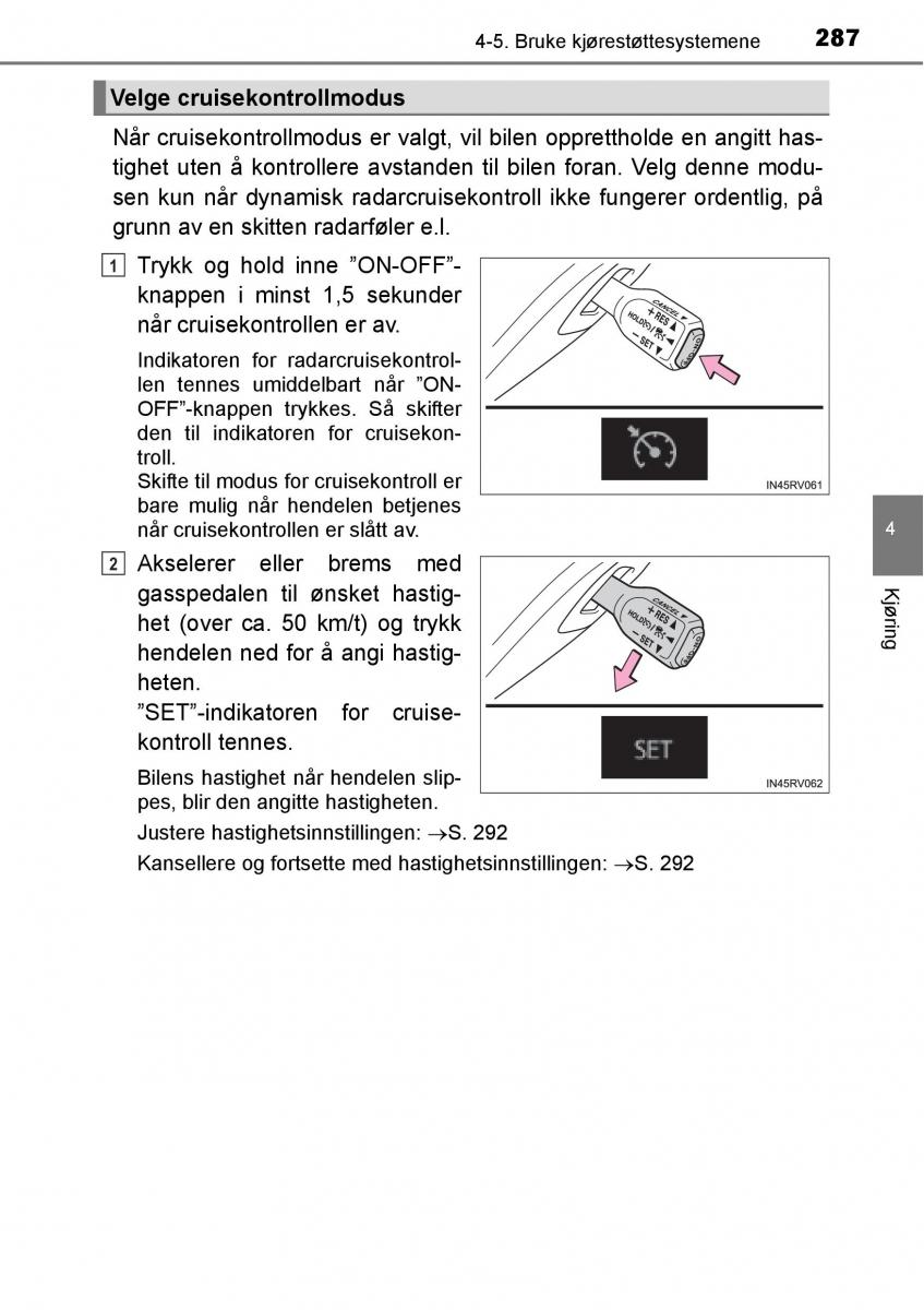 Toyota RAV4 IV 4 bruksanvisningen / page 289