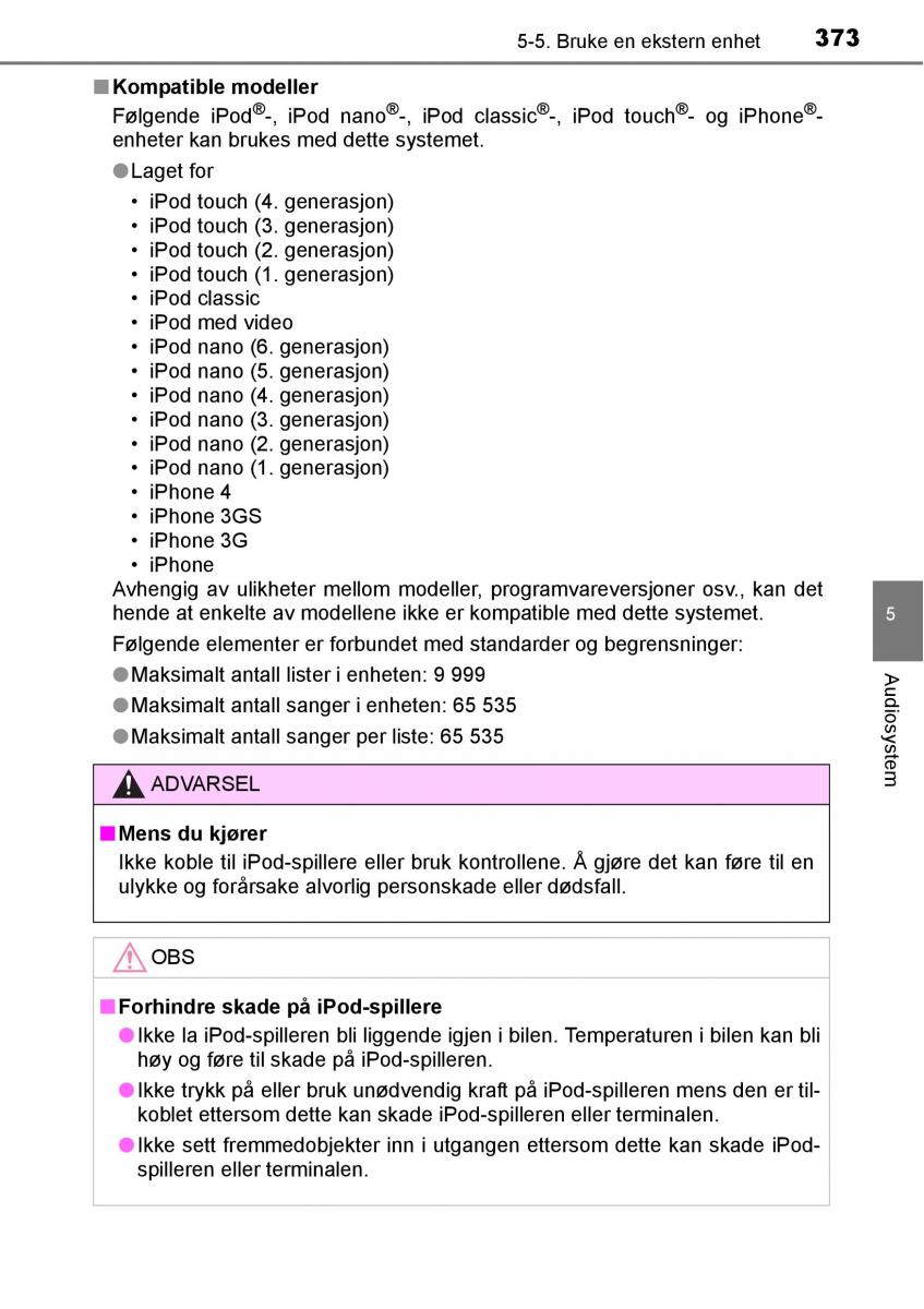 Toyota RAV4 IV 4 bruksanvisningen / page 375