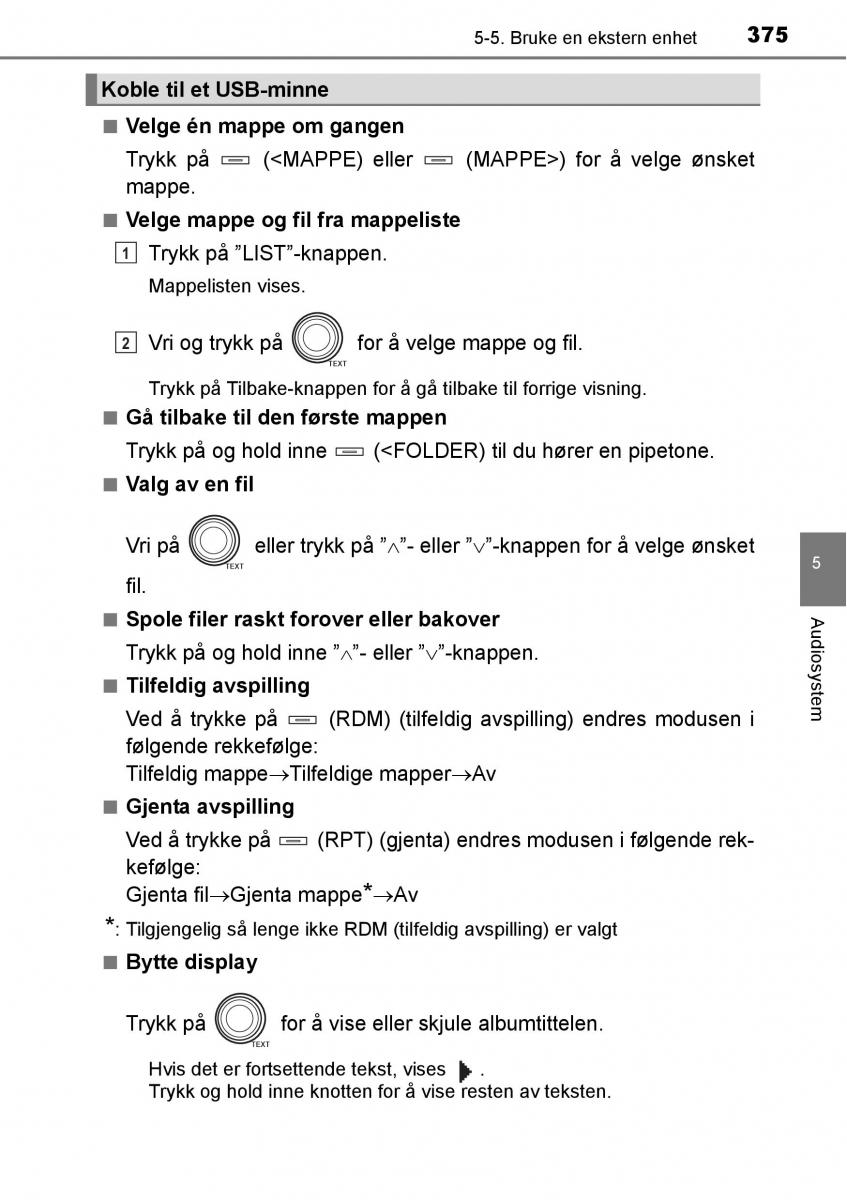 Toyota RAV4 IV 4 bruksanvisningen / page 377