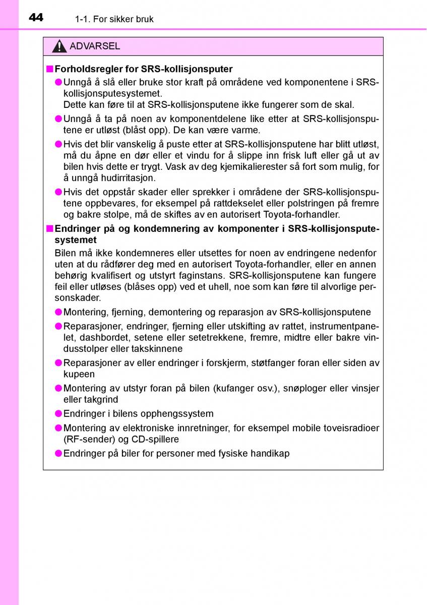 Toyota RAV4 IV 4 bruksanvisningen / page 46