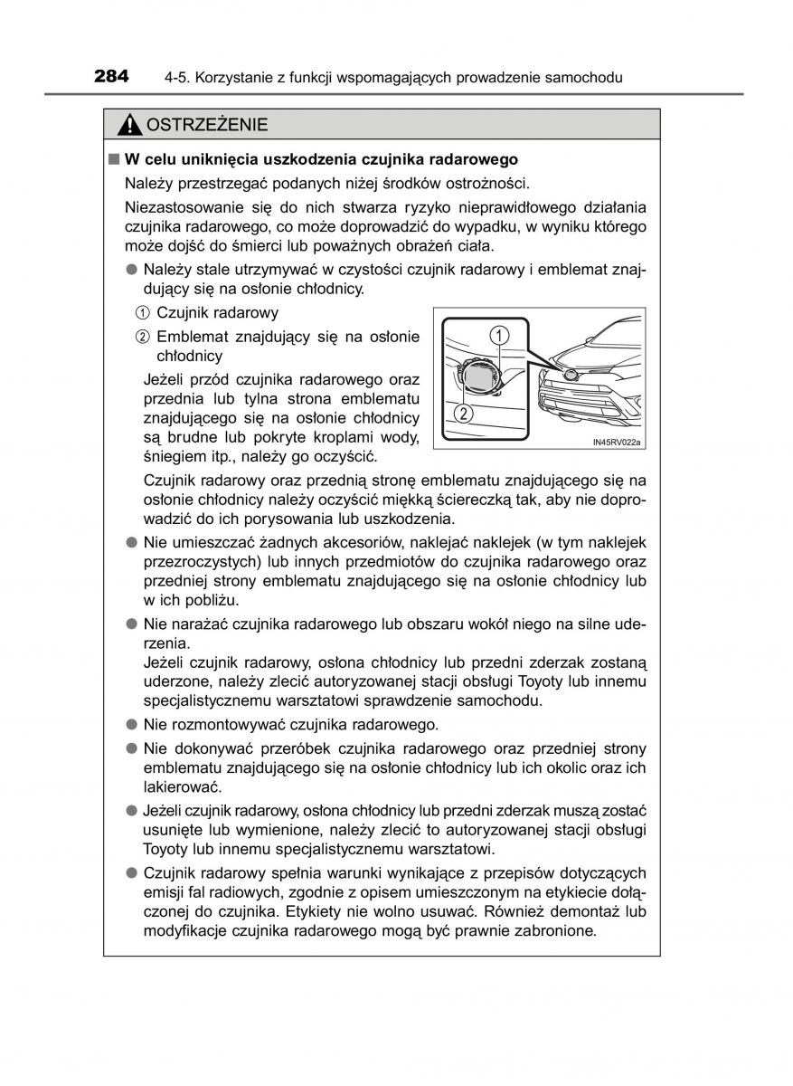 Toyota RAV4 IV 4 instrukcja obslugi / page 284