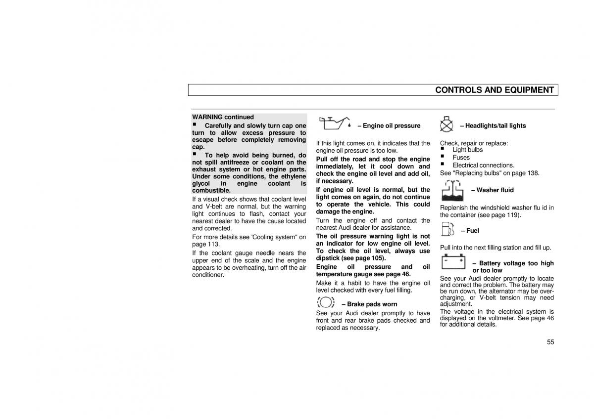 Audi 100 C3 owners manual / page 57