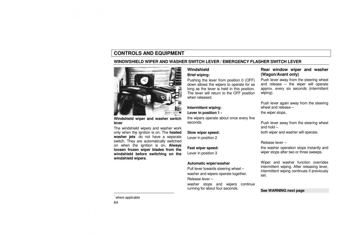 Audi 100 C3 owners manual / page 66