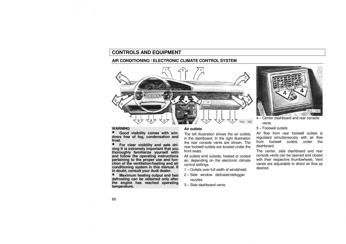 Audi 100 C3 owners manual / page 68