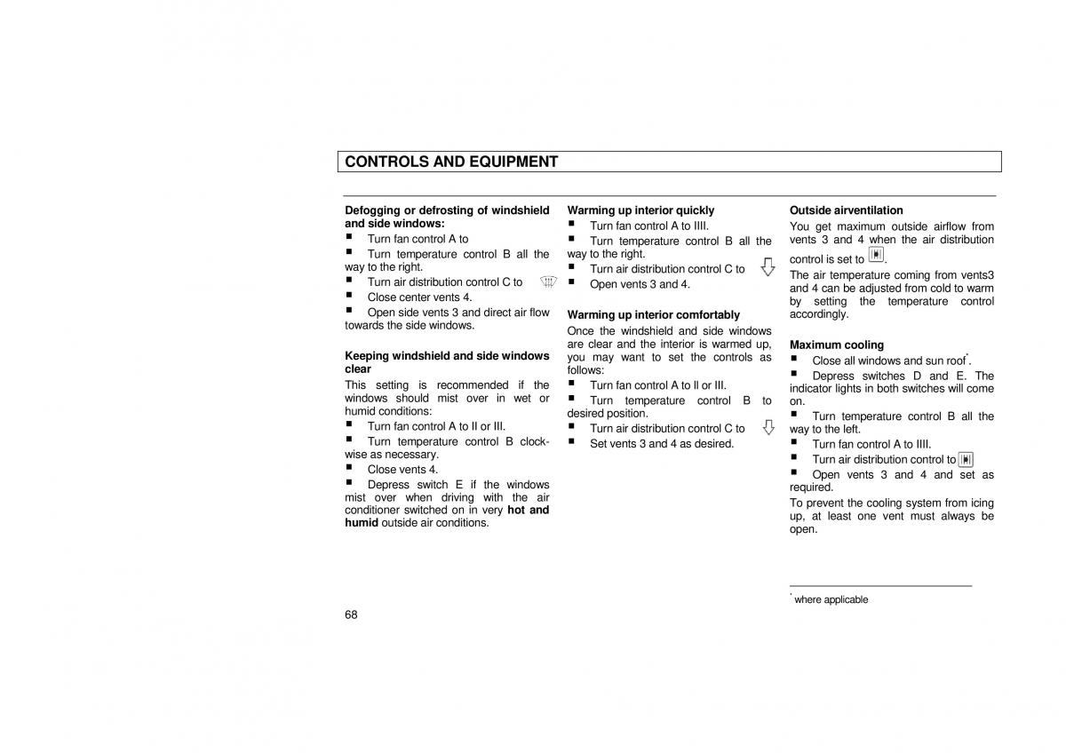 Audi 100 C3 owners manual / page 70