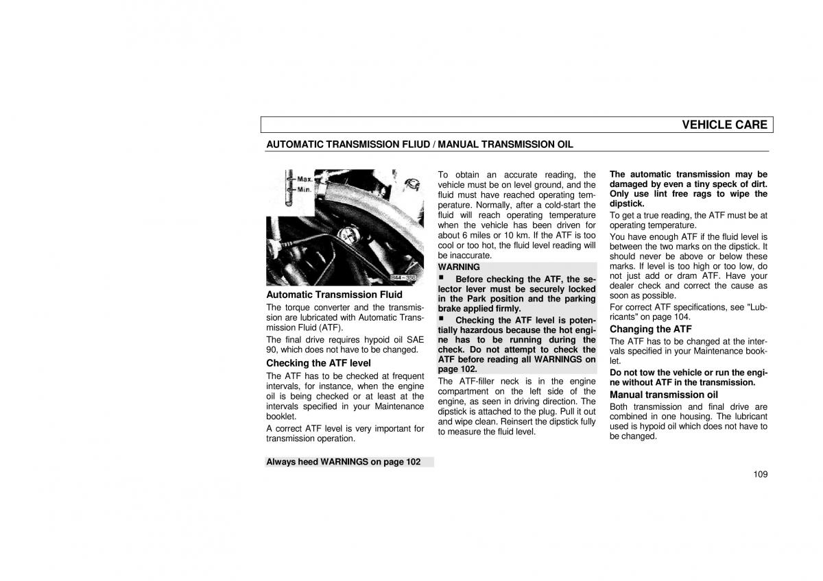 Audi 100 C3 owners manual / page 111