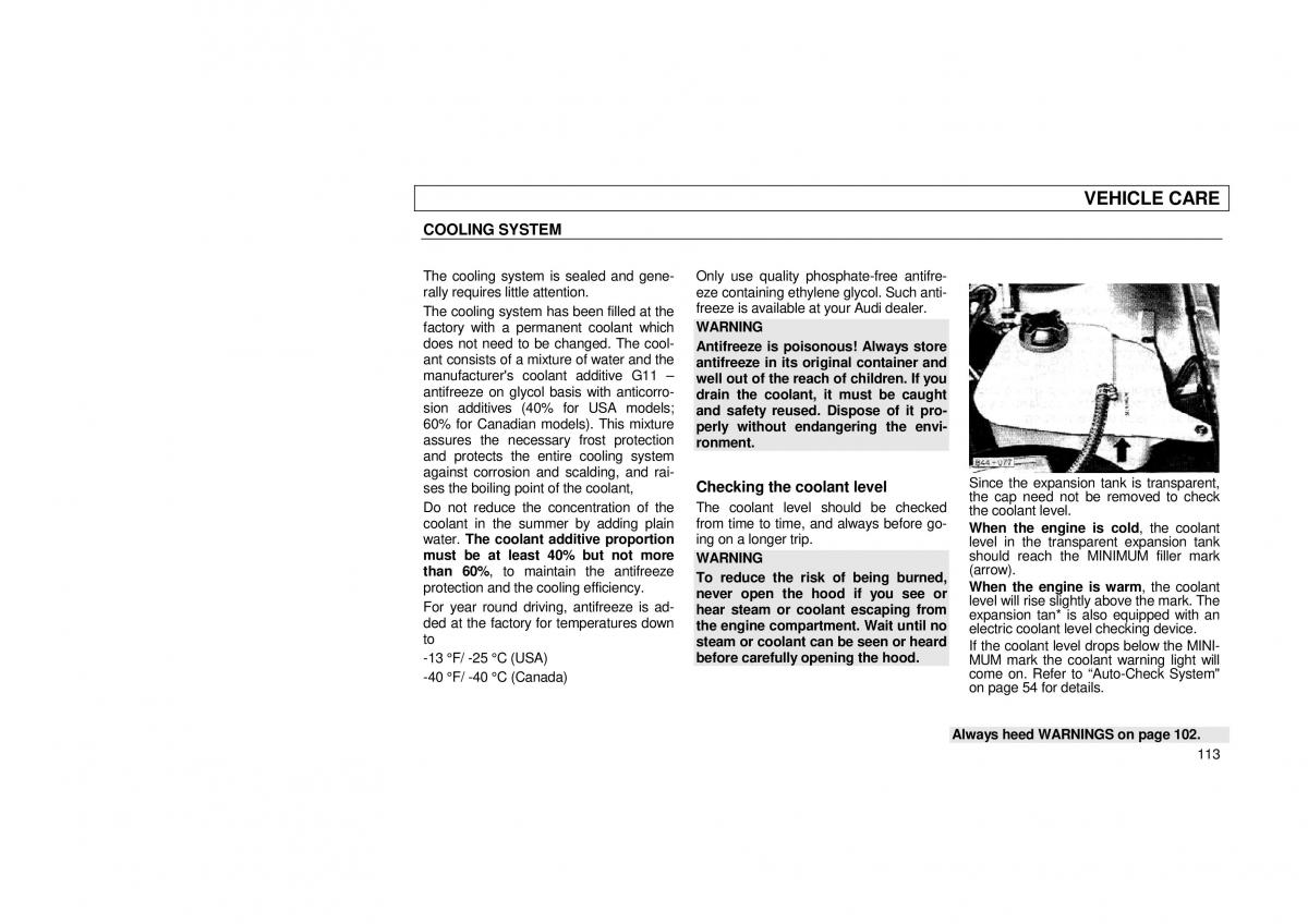 Audi 100 C3 owners manual / page 115