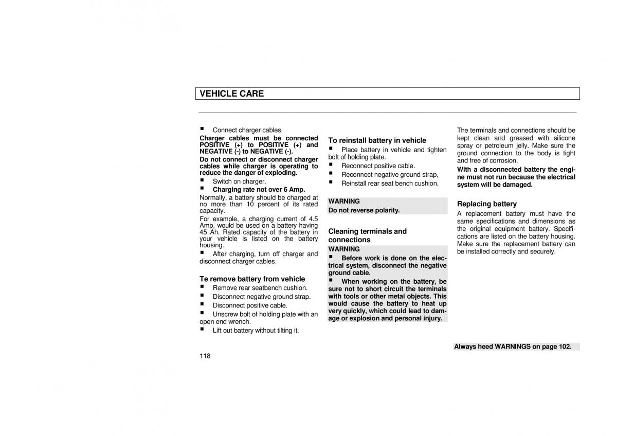 Audi 100 C3 owners manual / page 120